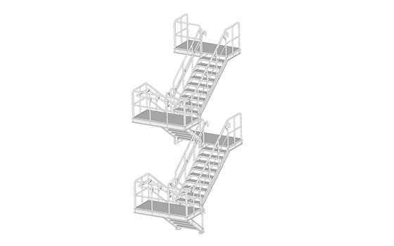 Beispiel einer Treppe mit mehreren Treppenläufen