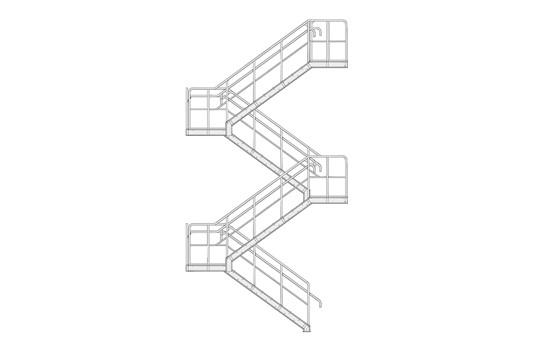 Beispiel einer Treppe mit mehreren Treppenläufen
