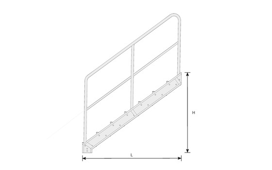 Treppenhöhe und Ausladung für eine gerade Treppe