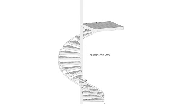 Freie Höhe für Spindeltreppe