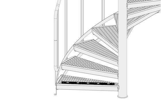 Rechtsgewendelte und linksgewendelte Spindeltreppe