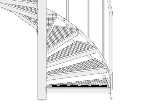 Rechtsgewendelte und linksgewendelte Spindeltreppe
