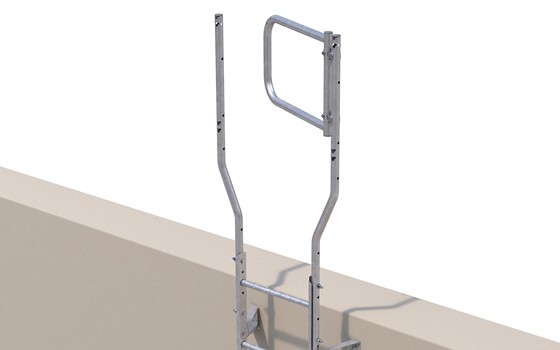 Selbstschließendes Tor für Fassadenleiter