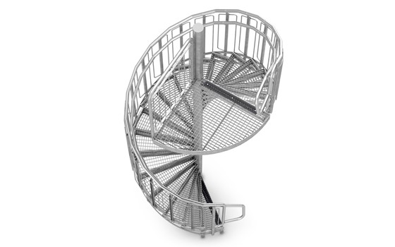 Spindeltreppe Treppenabsatz mit Absatz im Radius
